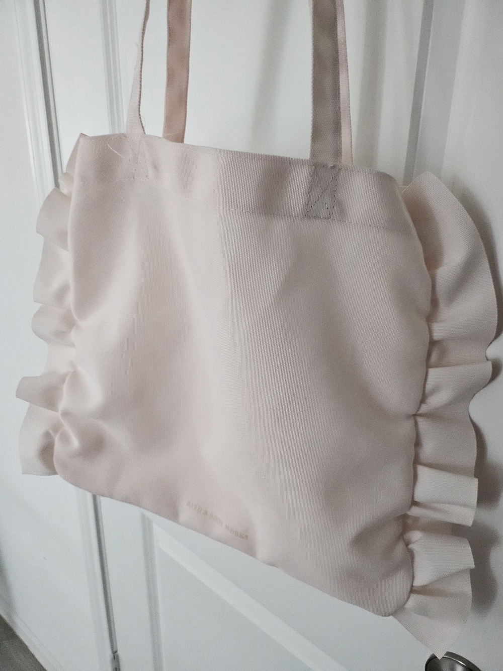 Bath & Body Works Pale Pink Ruffle Canvas Tote